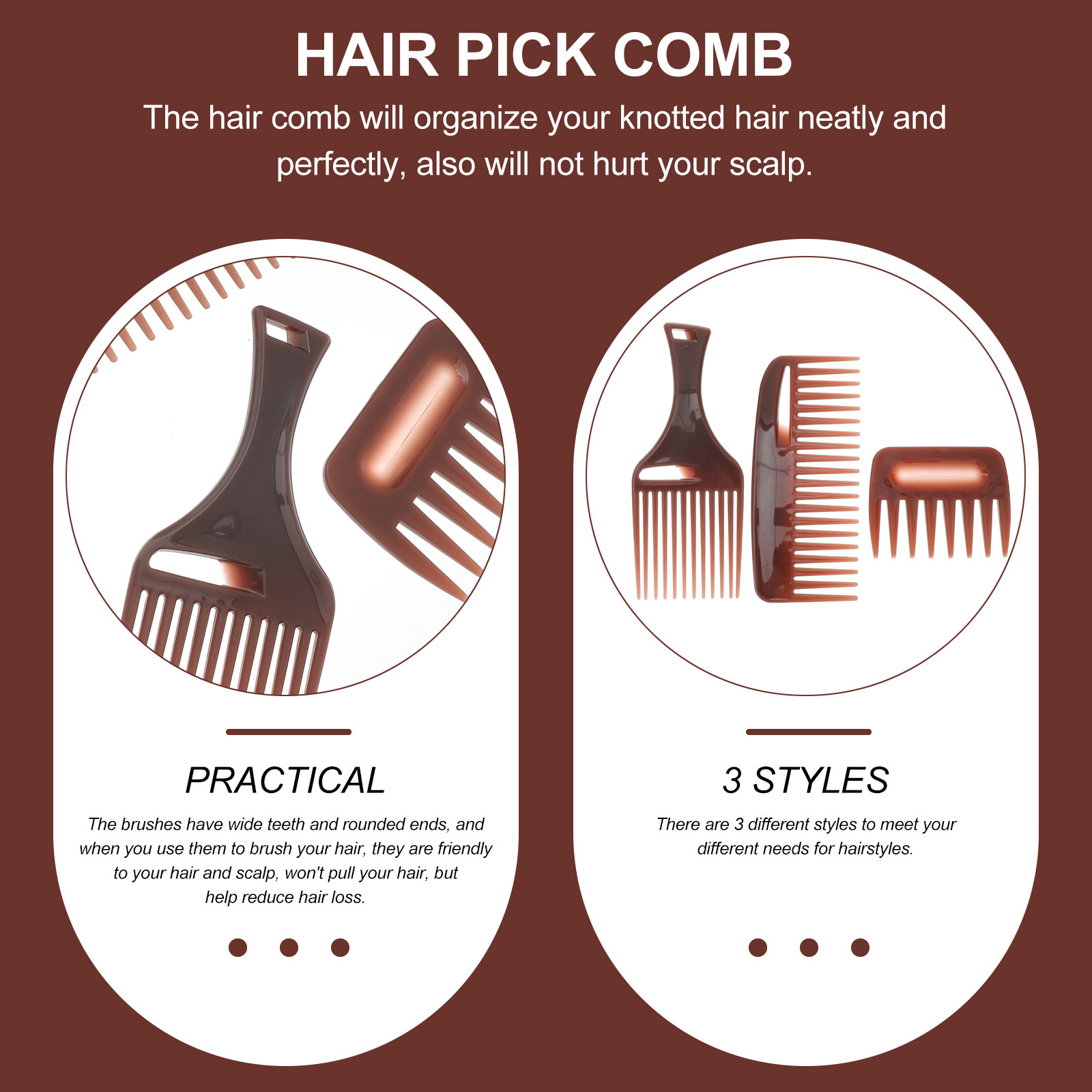 Detangling Wide Comb - 3Pcs Wide Tooth Comb Set for