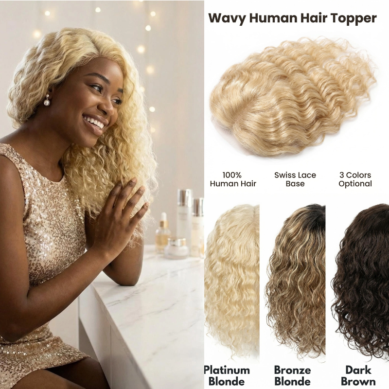 Clip In Hair Piece - 100% Human Hair Topper Full Swiss