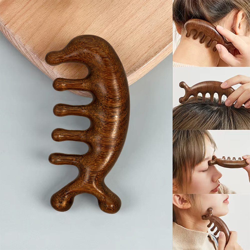 Detangling Wide Comb - Sandalwood Massage Comb Head Meridian Scalp