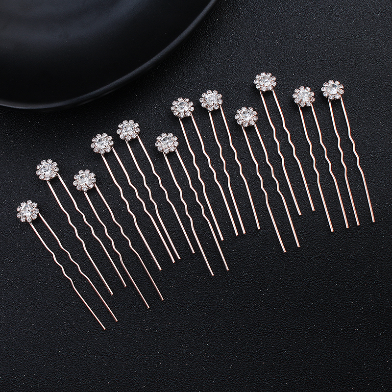 12PK/Set Fashion Rhinestone Fl - Clip In Hair Piece ulasan dan harga