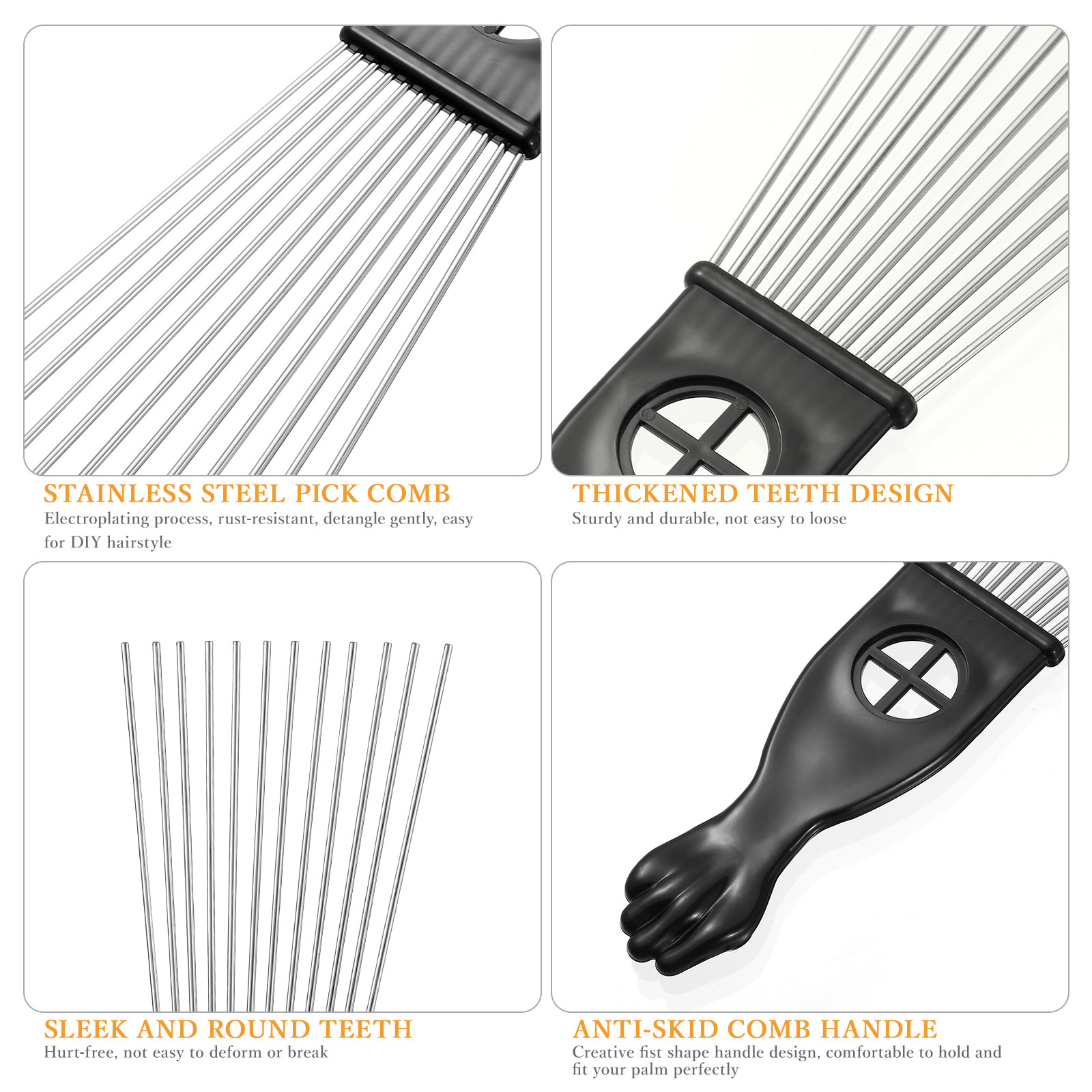 Metal Styling Pick Comb 2pcs F - Detangling Wide Comb ulasan dan harga