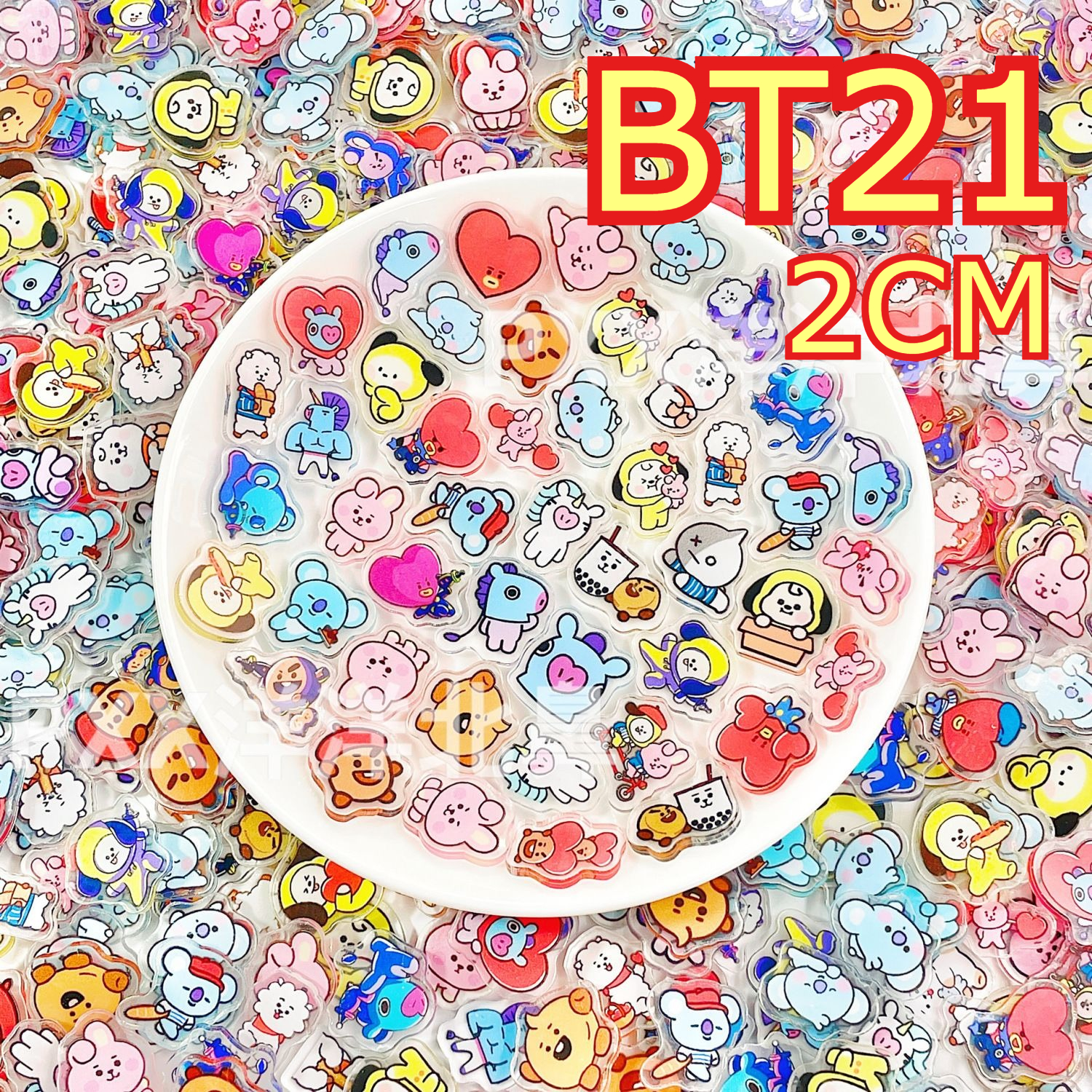 1/2cm 50/100pcs BT21 acrylic m - Clip In Hair Piece ulasan dan harga