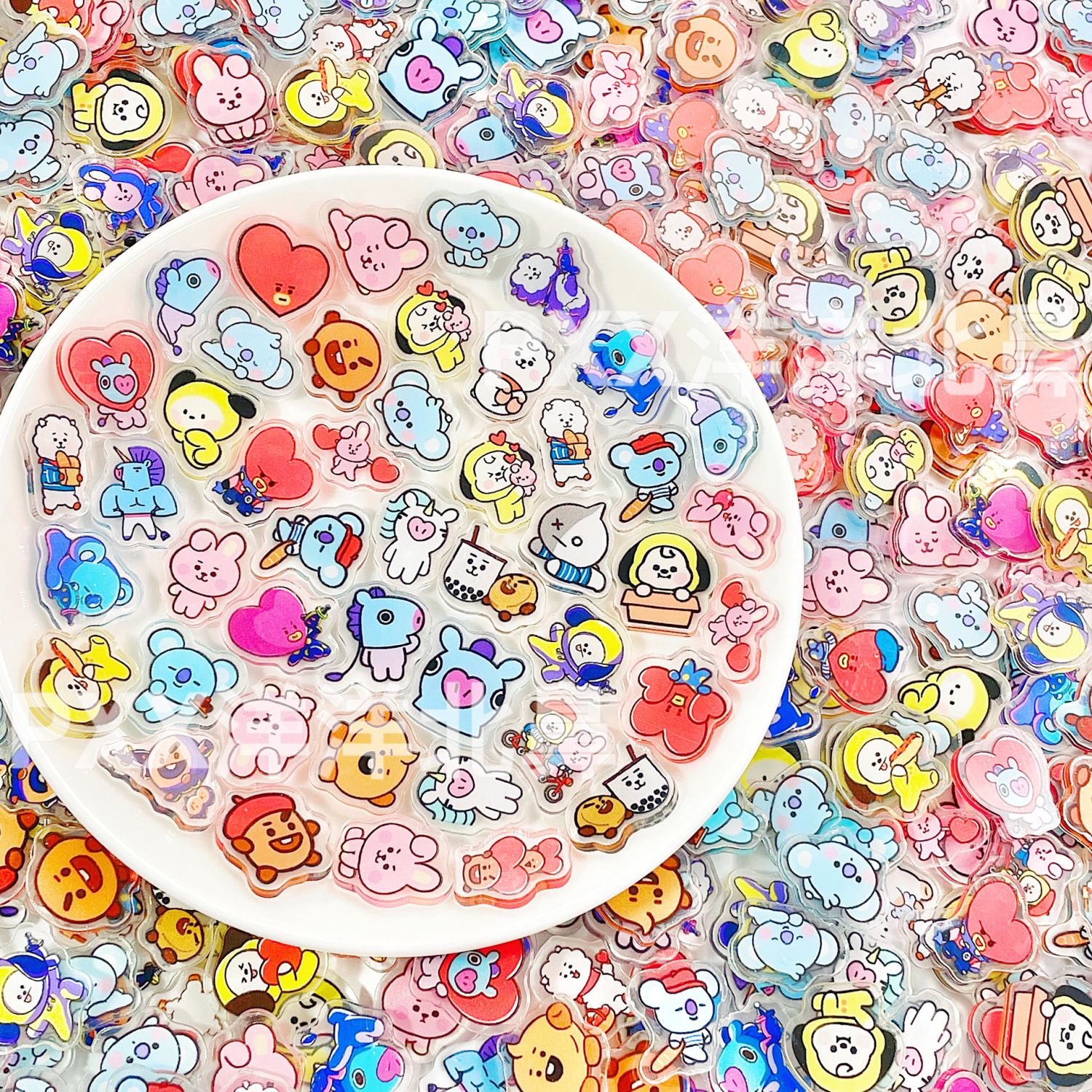 1/2cm 50/100pcs BT21 acrylic m - Clip In Hair Piece ulasan dan harga