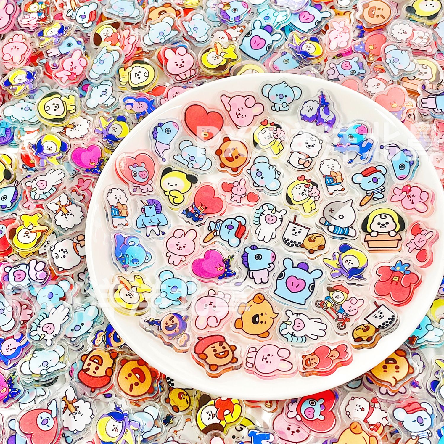 1/2cm 50/100pcs BT21 acrylic m - Clip In Hair Piece ulasan dan harga