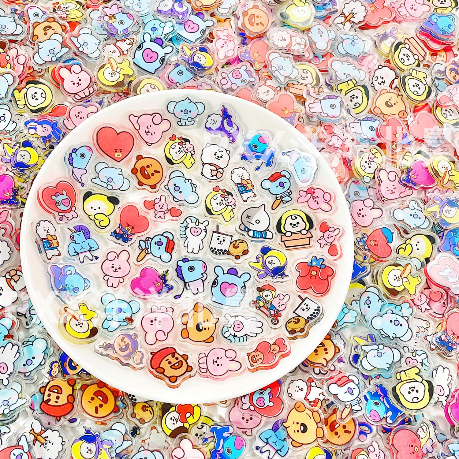 1/2cm 50/100pcs BT21 acrylic m - Clip In Hair Piece ulasan dan harga