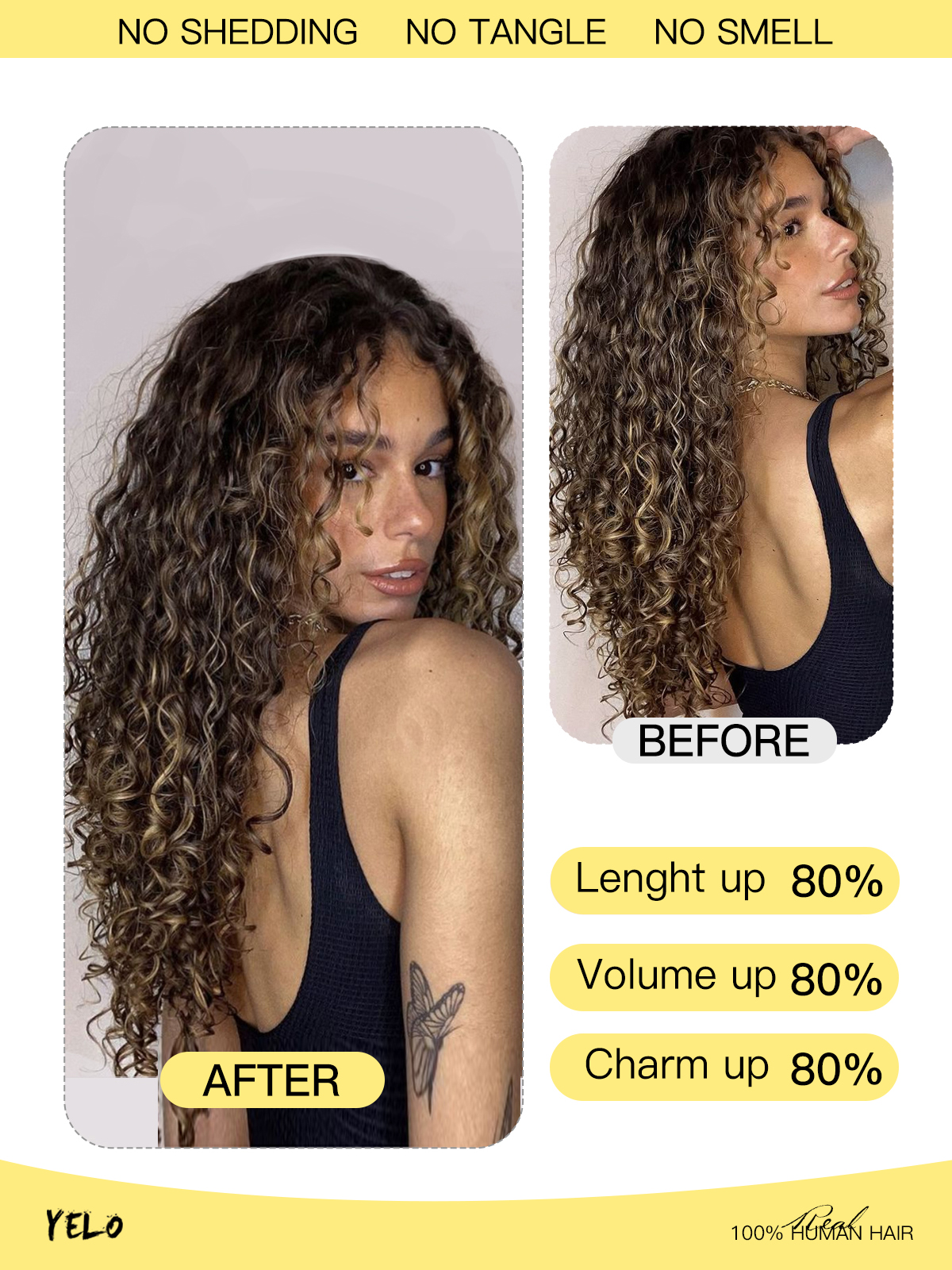 Yelo Curly Clip in Hair Extens - Clip In Hair Piece ulasan dan harga