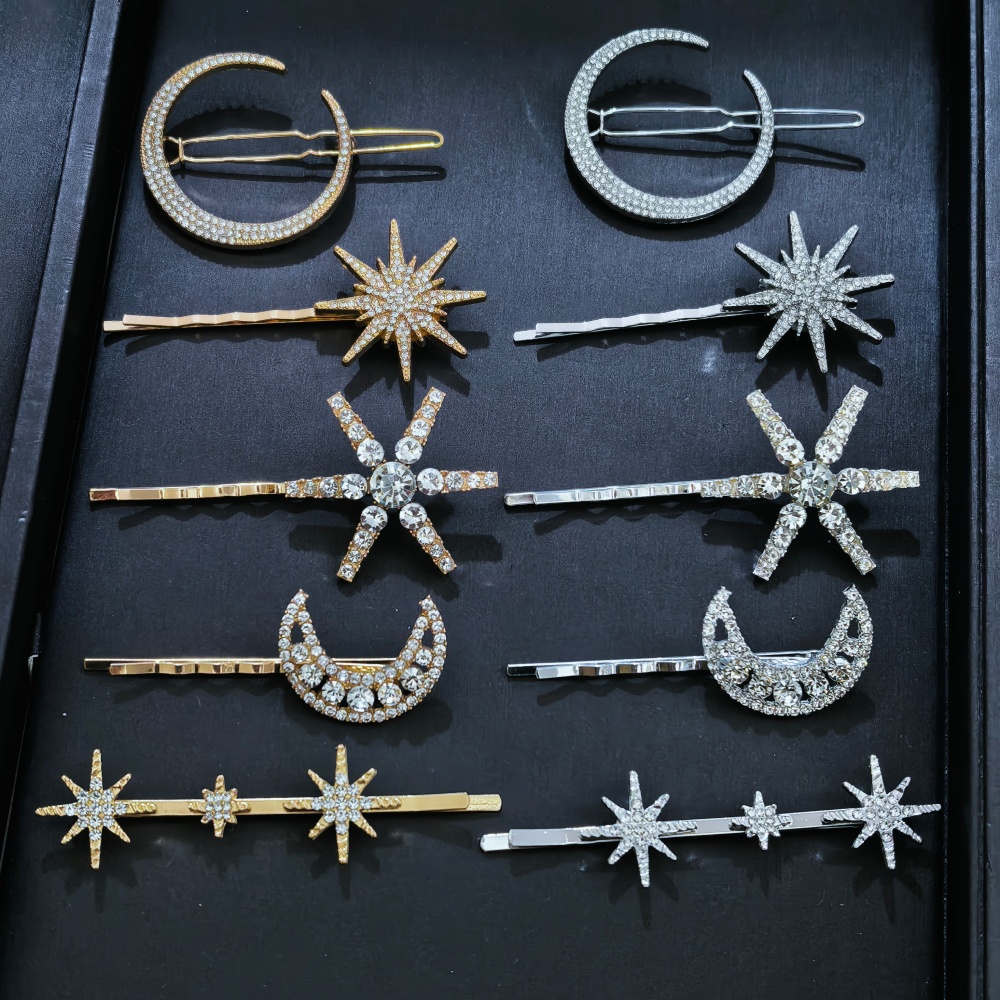 3/4 pcs set Crystal Star Hairp - Clip In Hair Piece ulasan dan harga