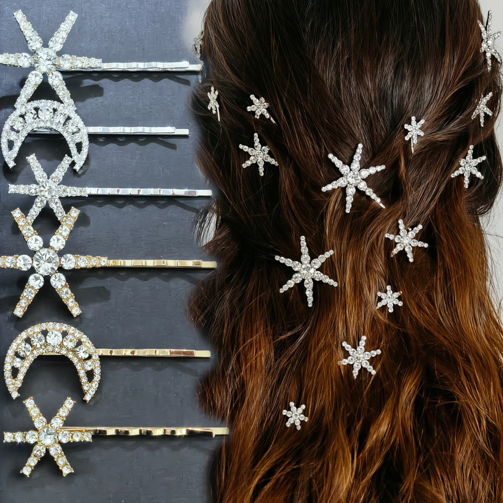 3/4 pcs set Crystal Star Hairp - Clip In Hair Piece ulasan dan harga