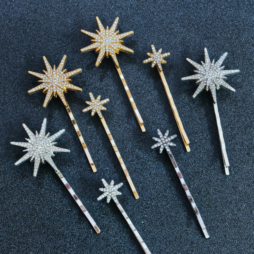 3/4 pcs set Crystal Star Hairp - Clip In Hair Piece ulasan dan harga