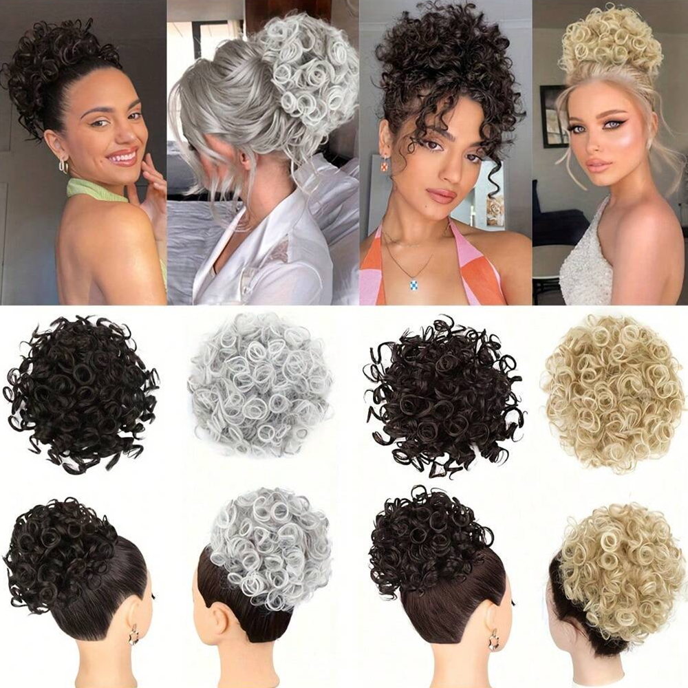 Messy Curly Hair Bun Ponytail  - Hair Care Wavy Hair ulasan dan harga