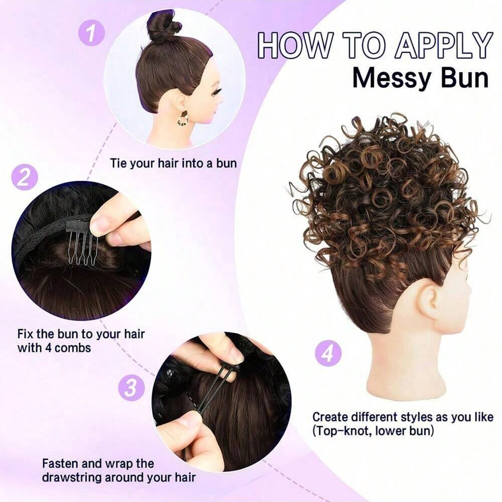 Messy Curly Hair Bun Ponytail  - Hair Care Wavy Hair ulasan dan harga