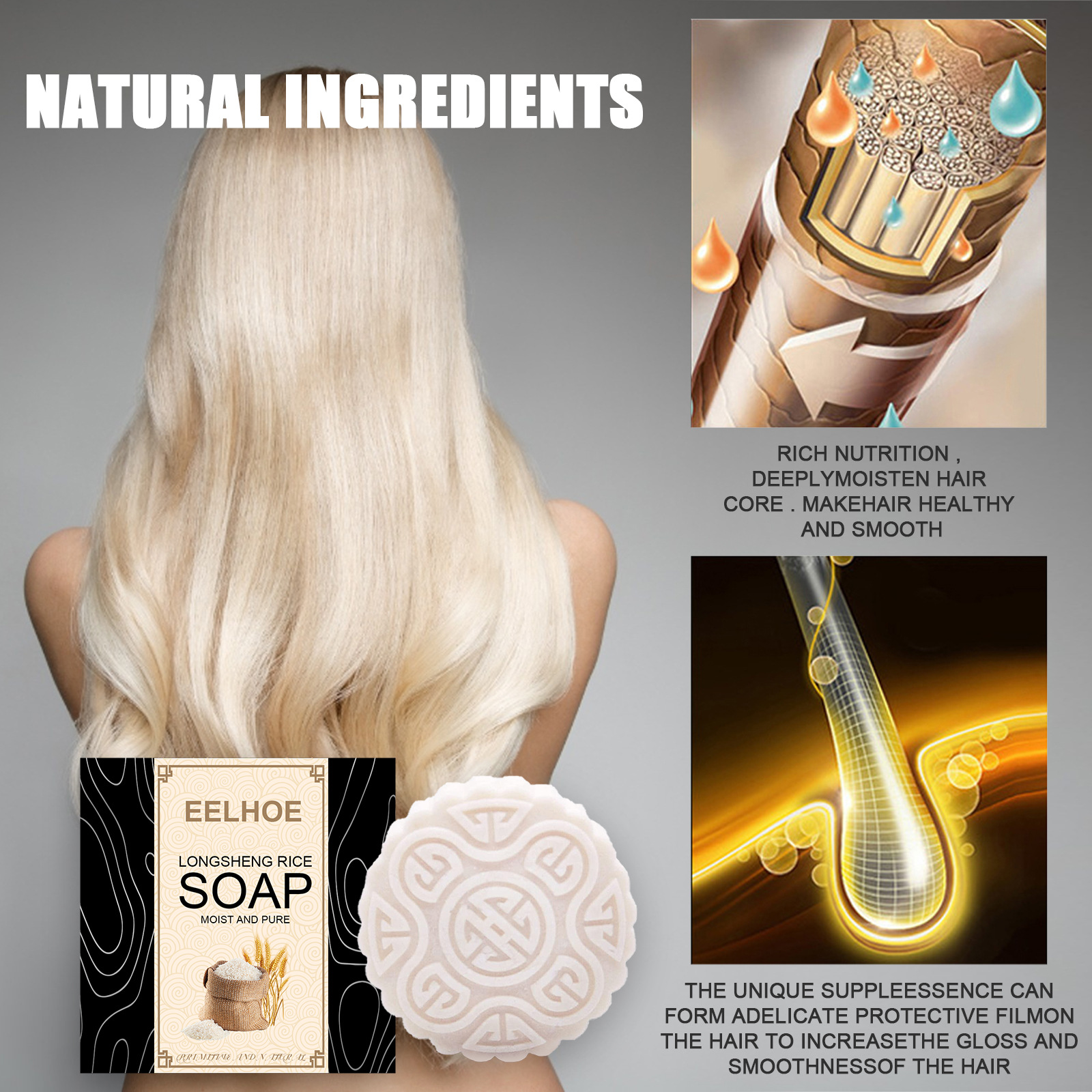 EELHOE Rice Soap Shampoo Handc - Hair Care Wavy Hair ulasan dan harga